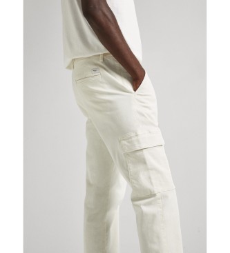 Pepe Jeans Spodnie Slim Cargo białe