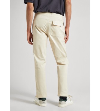 Pepe Jeans Beżowe spodnie z popeliny