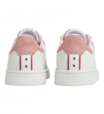 Pepe Jeans Chaussures de sport Player Star G en cuir blanc, rose