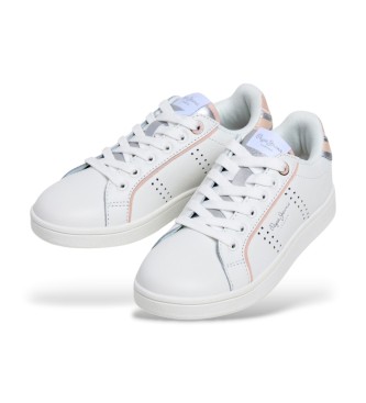 Pepe Jeans Skórzane trampki Player Young białe