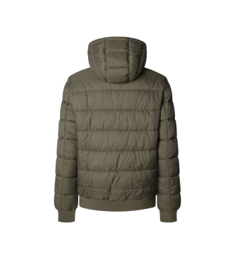 Pepe Jeans Płaszcz puchowy z kapturem zielony