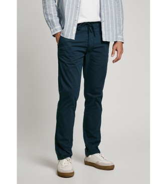 Pepe Jeans Pantaloni chino in tessuto popeline elasticizzato blu navy