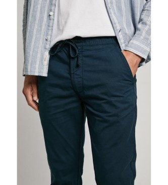 Pepe Jeans Pantaloni chino in tessuto popeline elasticizzato blu navy