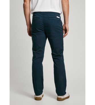 Pepe Jeans Pantaloni chino in tessuto popeline elasticizzato blu navy