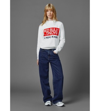 Red Bull Racing x Pepe Jeans Pulver de malha branco com gola redonda