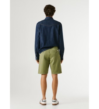 Pepe Jeans Pantaloncini chino verdi a taglio regolare
