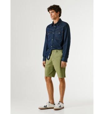 Pepe Jeans Pantaloncini chino verdi a taglio regolare
