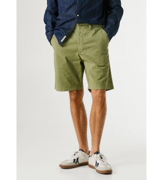 Pepe Jeans Pantaloncini chino verdi a taglio regolare