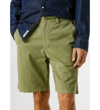 Pepe Jeans Pantaloncini chino verdi a taglio regolare