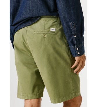 Pepe Jeans Pantaloncini chino verdi a taglio regolare