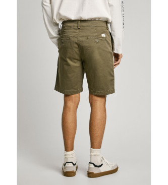 Pepe Jeans Green stretch twill fabric chino shorts