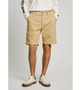 Pepe Jeans Beige stretch twill fabric chino shorts