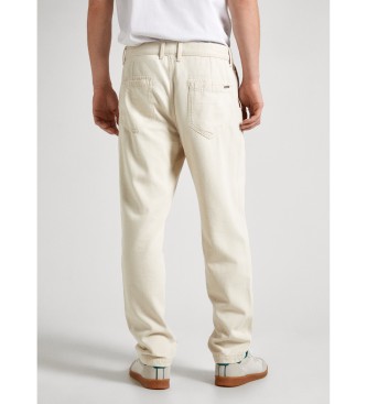 Pepe Jeans Džins hlače sproščenega kroja s spuščenim mednožjem v barvi ecru