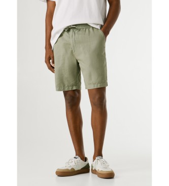 Pepe Jeans Pantaloncini eleganti in lino verde, comodi e rilassati