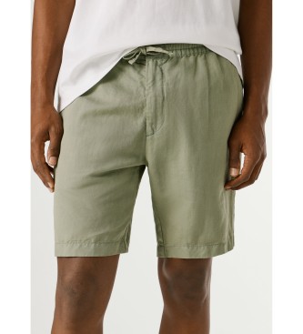 Pepe Jeans Pantaloncini eleganti in lino verde, comodi e rilassati