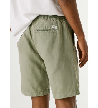 Pepe Jeans Pantaloncini eleganti in lino verde, comodi e rilassati