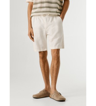 Pepe Jeans Pantaloncini eleganti bianchi in lino, comodi e rilassati