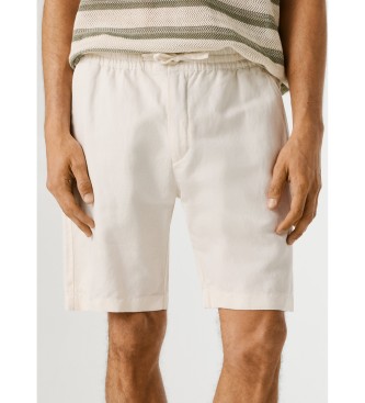 Pepe Jeans Pantaloncini eleganti bianchi in lino, comodi e rilassati