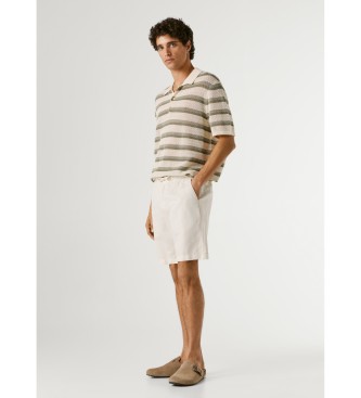 Pepe Jeans Pantaloncini eleganti bianchi in lino, comodi e rilassati