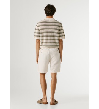 Pepe Jeans Pantaloncini eleganti bianchi in lino, comodi e rilassati