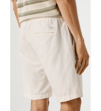 Pepe Jeans Pantaloncini eleganti bianchi in lino, comodi e rilassati