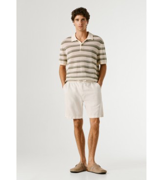 Pepe Jeans Pantaloncini eleganti bianchi in lino, comodi e rilassati