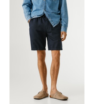 Pepe Jeans Pantaloncini eleganti blu navy in lino, vestibilit� comoda