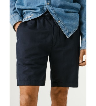 Pepe Jeans Pantaloncini eleganti blu navy in lino, vestibilit� comoda
