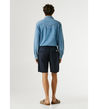 Pepe Jeans Pantaloncini eleganti blu navy in lino, vestibilit� comoda