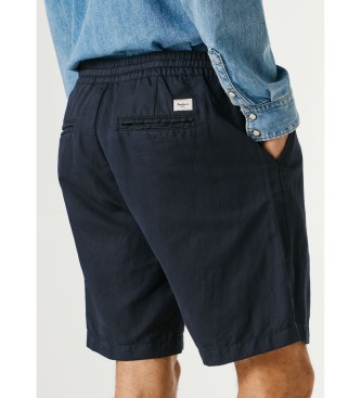 Pepe Jeans Pantaloncini eleganti blu navy in lino, vestibilit� comoda