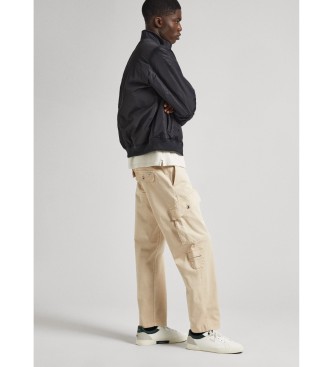 Pepe Jeans Avslappnade byxor med flera fickor beige