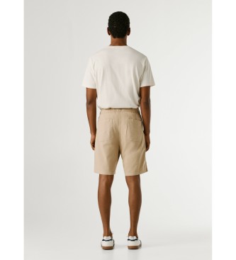 Pepe Jeans Pantaloncini comodi in popeline beige con elastico in vita