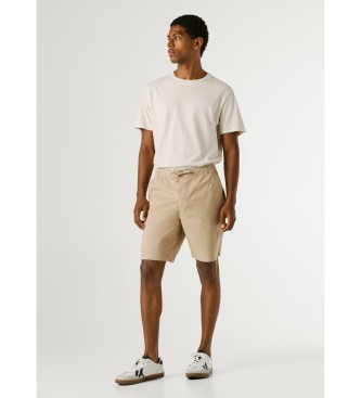 Pepe Jeans Pantaloncini comodi in popeline beige con elastico in vita