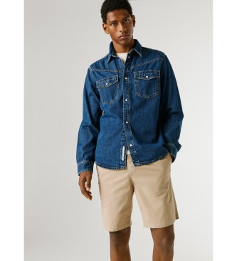 Pepe Jeans Pantaloncini comodi in popeline beige con elastico in vita