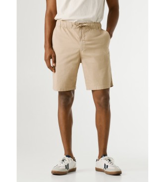 Pepe Jeans Pantaloncini comodi in popeline beige con elastico in vita