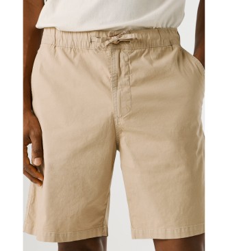 Pepe Jeans Pantaloncini comodi in popeline beige con elastico in vita