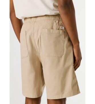 Pepe Jeans Pantaloncini comodi in popeline beige con elastico in vita