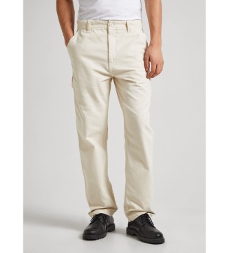 Pepe Jeans Relaxed Straight Carpenter Trousers off-white