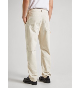 Pepe Jeans Sproščene ravne hlače Carpenter off-white