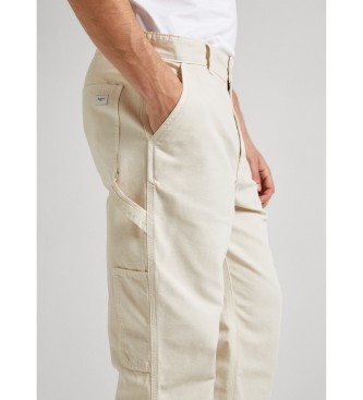 Pepe Jeans Pantalones Relaxed Straight Carpenter blanco roto