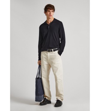 Pepe Jeans Zrelaksowane proste spodnie Carpenter w kolorze złamanej bieli