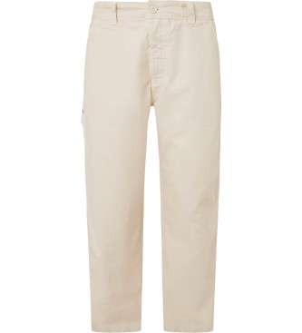 Pepe Jeans Sproščene ravne hlače Carpenter off-white