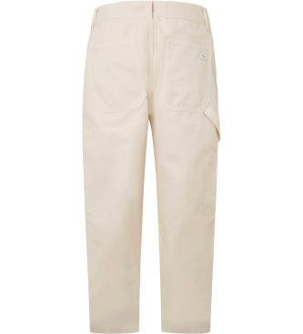 Pepe Jeans Pantaloni da carpentiere dritti rilassati bianco sporco