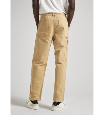 Pepe Jeans Zrelaksowane proste spodnie Carpenter w kolorze beżowym