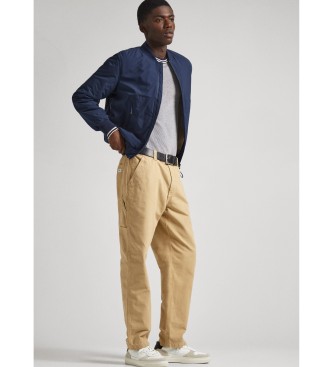 Pepe Jeans Zrelaksowane proste spodnie Carpenter w kolorze beżowym