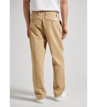 Pepe Jeans Zrelaksowane proste spodnie chino w kolorze beżowym