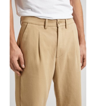 Pepe Jeans Sproščene ravne hlače Chino beige