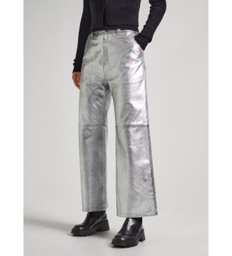Pepe Jeans Silver Sasha Leather Trousers