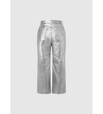 Pepe Jeans Pantaloni in pelle Sasha argento