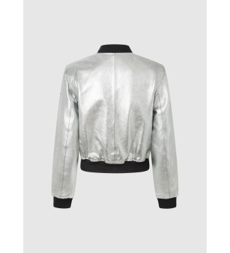 Pepe Jeans Leather Jacket Selena silver